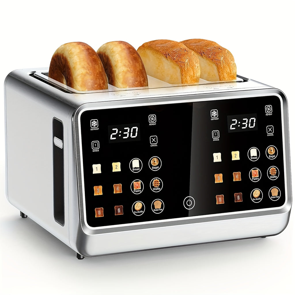 Toaster 4 Slice, Stainless Steel Digital Smart Toaster