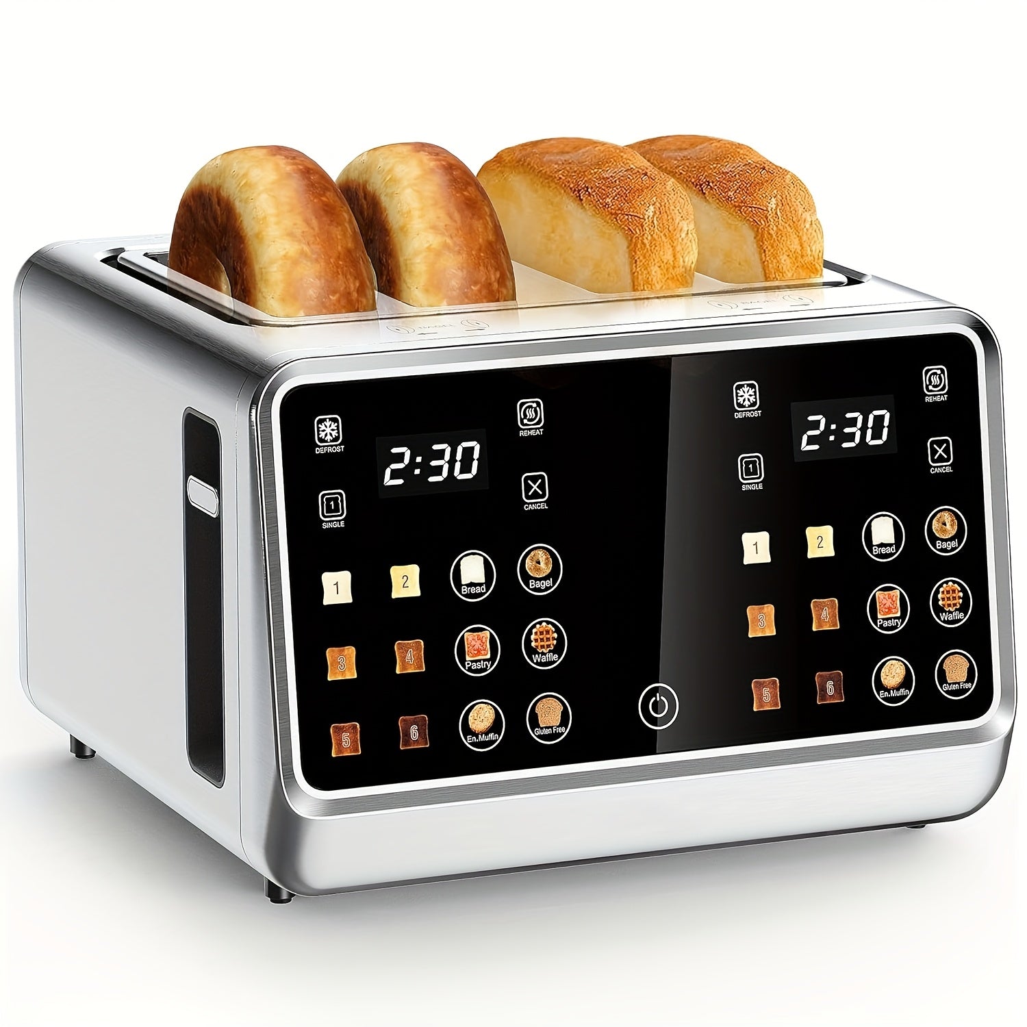 Toaster 4 Slice, Stainless Steel Digital Smart Toaster
