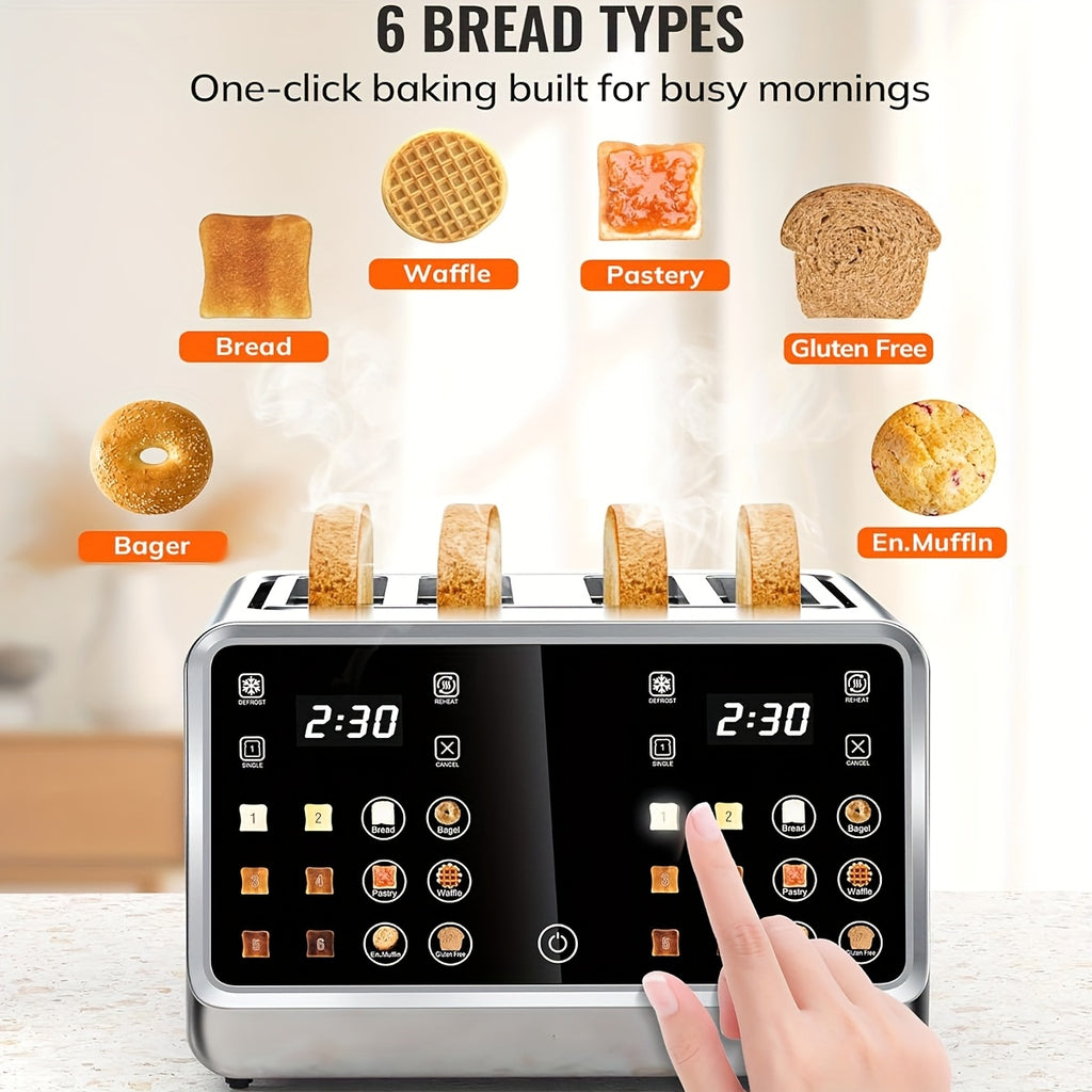 Toaster 4 Slice, Stainless Steel Digital Smart Toaster