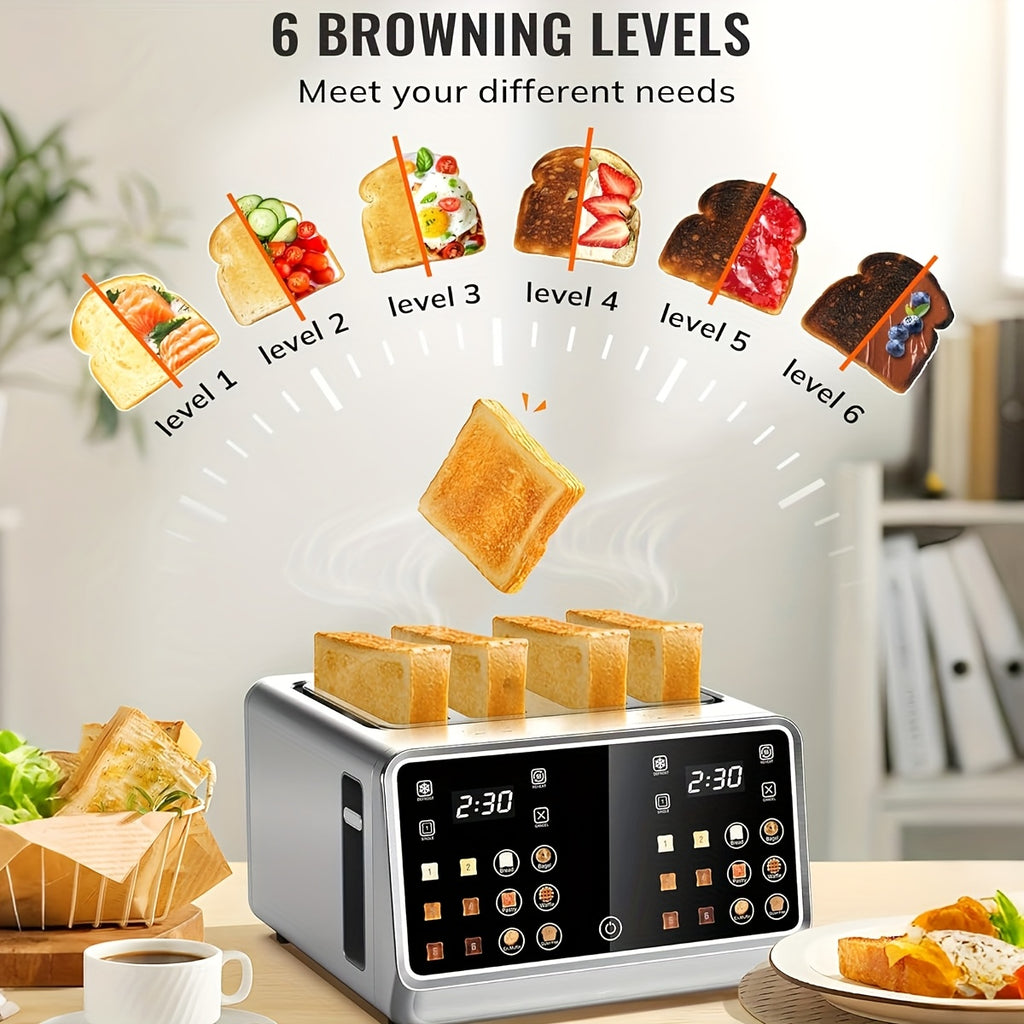 Toaster 4 Slice, Stainless Steel Digital Smart Toaster