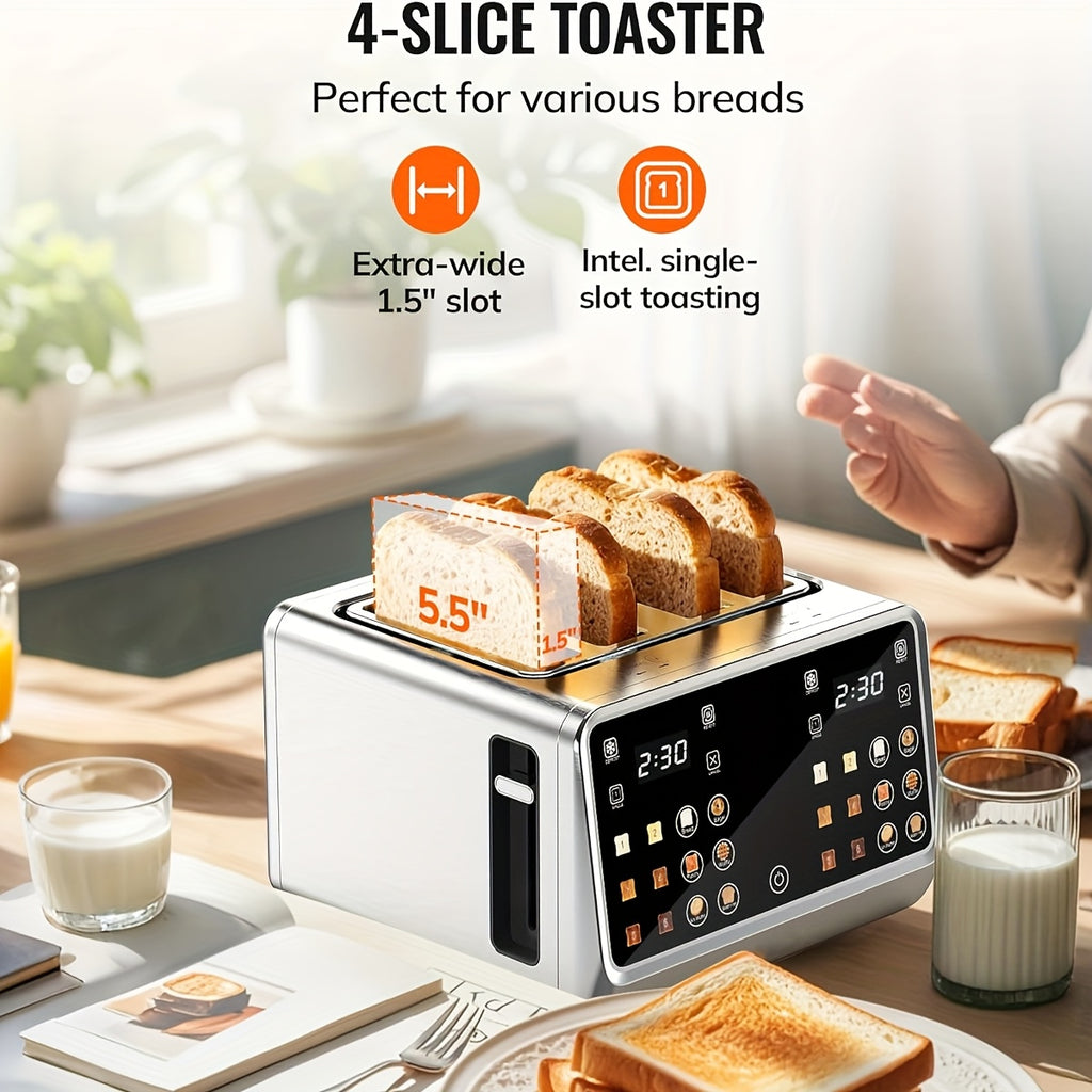Toaster 4 Slice, Stainless Steel Digital Smart Toaster